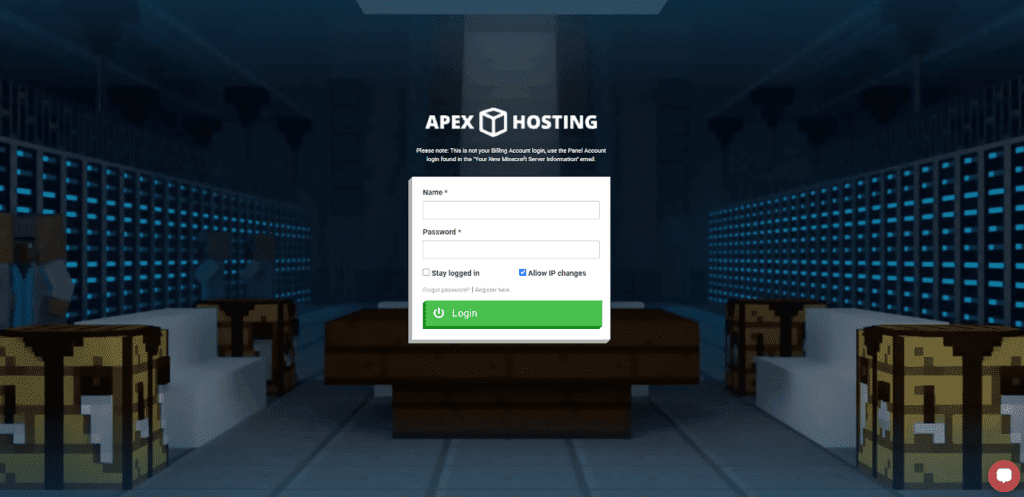 login to apex hostign server