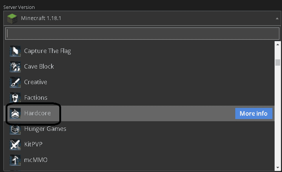 Downloading Minecraft hardcore server