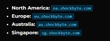 shockbyte test server addresses